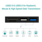 ROCKETEK RT-SGO727 Hub di interfaccia USB 3.0 + USB 2.0 + Micro USB per Microsoft Surface Go, con 2 slot per schede TF e schede SD, RT-SGO727