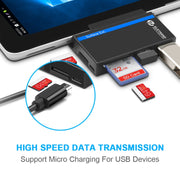 ROCKETEK RT-SGO727 Hub di interfaccia USB 3.0 + USB 2.0 + Micro USB per Microsoft Surface Go, con 2 slot per schede TF e schede SD, RT-SGO727