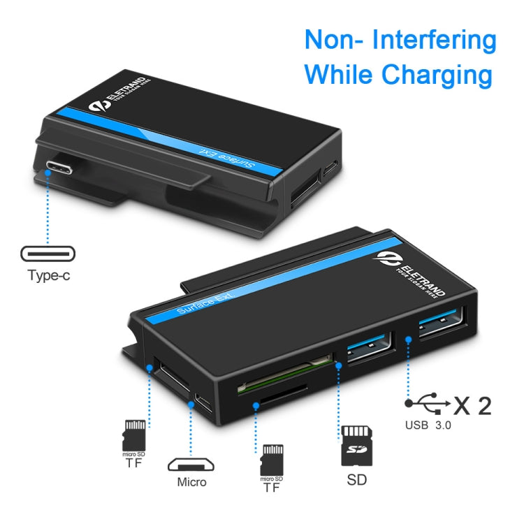 ROCKETEK RT-SGO737 2 Hub di interfaccia USB 3.0 + Micro USB per Microsoft Surface Go, con 2 slot per schede TF e schede SD, RT-SGO737