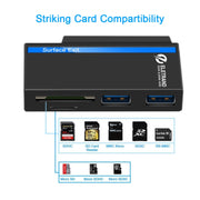 ROCKETEK RT-SGO737 2 Hub di interfaccia USB 3.0 + Micro USB per Microsoft Surface Go, con 2 slot per schede TF e schede SD, RT-SGO737