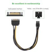 Cavo di alimentazione SATA della scheda grafica PCI Express SATA da 15 pin a 6 pin da 20 cm, SATA 15 Pin to 6 Pin Female