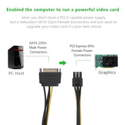 Cavo di alimentazione SATA della scheda grafica PCI Express SATA da 15 pin a 6 pin da 20 cm, SATA 15 Pin to 6 Pin Female