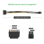 Cavo di alimentazione SATA della scheda grafica PCI Express SATA da 15 pin a 6 pin da 20 cm, SATA 15 Pin to 6 Pin Female