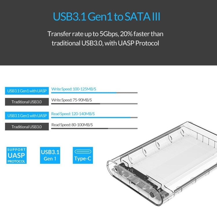 ORICO 3139C3 Custodia per disco rigido esterno SATA HDD USB 3.1 Type-C da 3,5 pollici, USB 3.1 Type-C (3.5 inch)