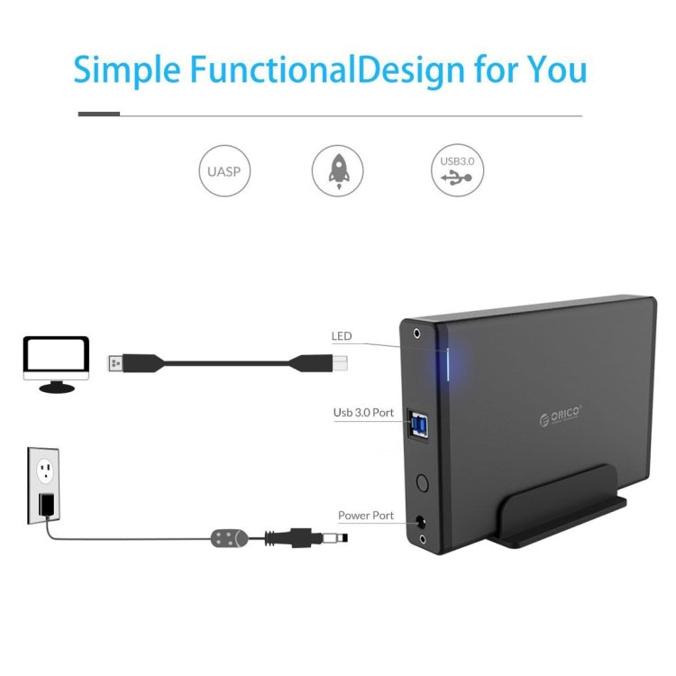 Custodia per disco rigido esterna verticale in alluminio ORICO 7688U3 Dock per disco rigido per HDD SATA da 3,5 pollici