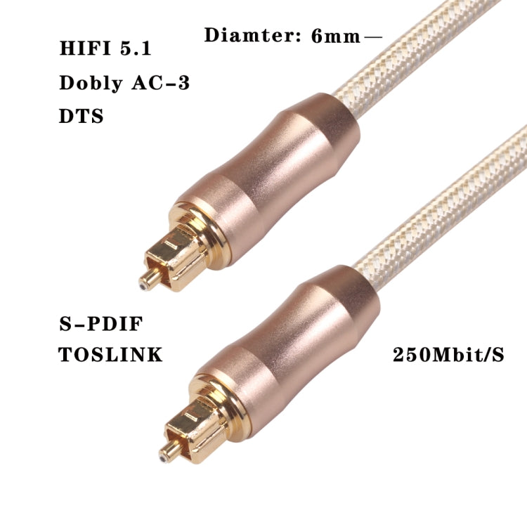 Cavo audio intrecciato in fibra ottica Toslink SPDIF QHG02 placcato oro, lunghezza: 5 m, 5m