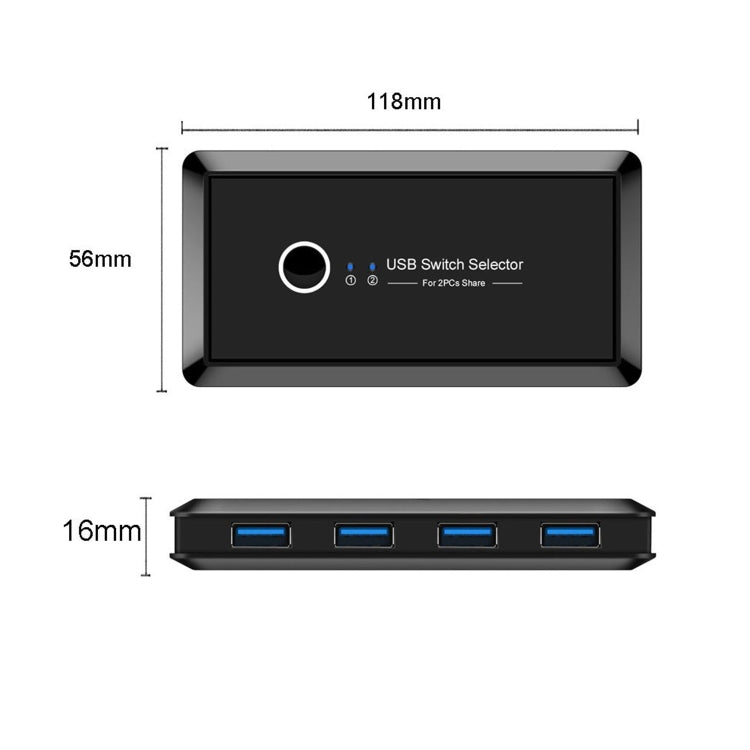 UK204V Selettore interruttore USB 3.0 senza unità 2 porte USB Condivisione 4 porte USB Adattatore commutatore per mouse, tastiera, stampante