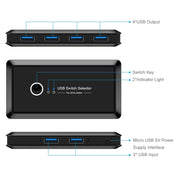 UK204V Selettore interruttore USB 3.0 senza unità 2 porte USB Condivisione 4 porte USB Adattatore commutatore per mouse, tastiera, stampante
