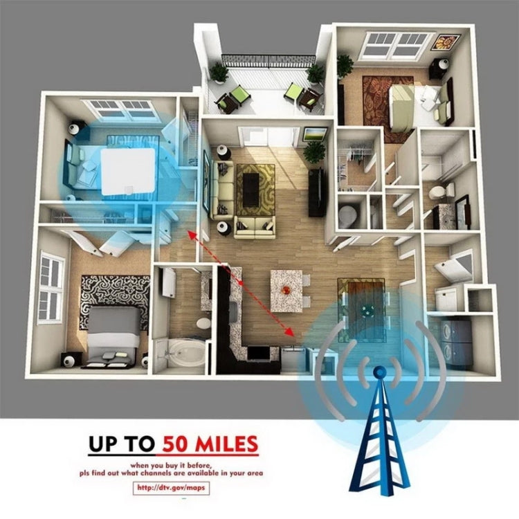 AN-1001 5dBi/25dBi Indoor HDTV Antenna with Double Sided Adhesive, VHF170-230/UHF470-862MHz, AN-1001