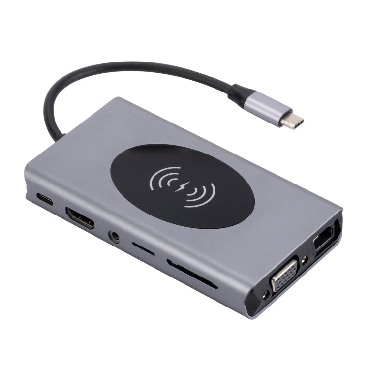 1093 Docking station HUB USB tipo C 13 in 1 con funzione di caricabatterie wireless, 1093