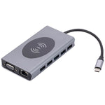 1093 Docking station HUB USB tipo C 13 in 1 con funzione di caricabatterie wireless, 1093