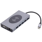 1093 Docking station HUB USB tipo C 13 in 1 con funzione di caricabatterie wireless, 1093