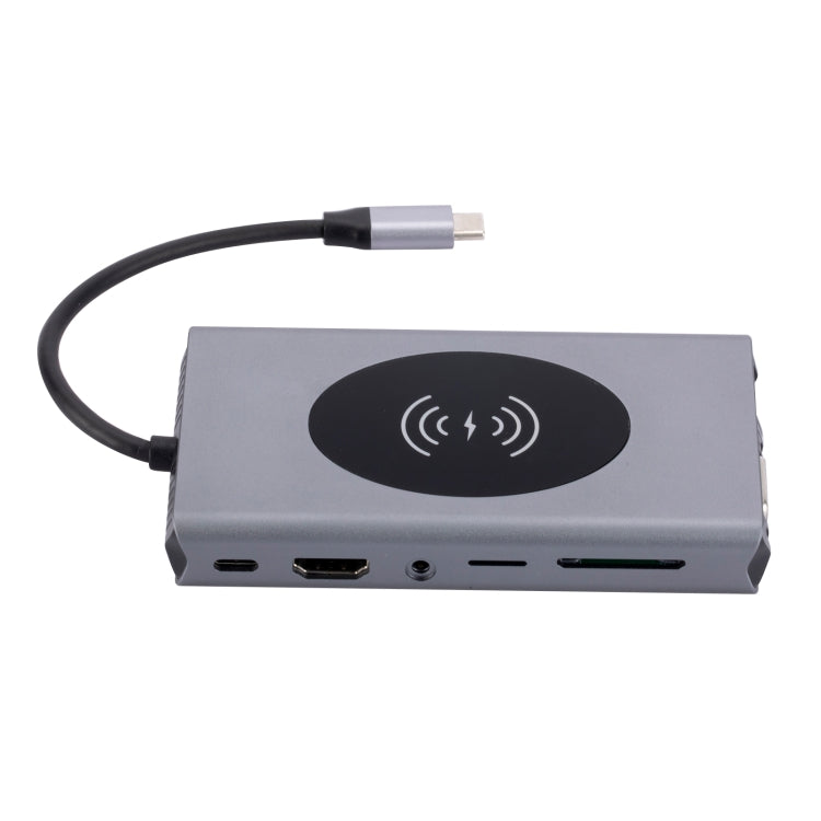 1093 Docking station HUB USB tipo C 13 in 1 con funzione di caricabatterie wireless, 1093