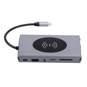1093 Docking station HUB USB tipo C 13 in 1 con funzione di caricabatterie wireless, 1093