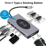 1093 Docking station HUB USB tipo C 13 in 1 con funzione di caricabatterie wireless, 1093