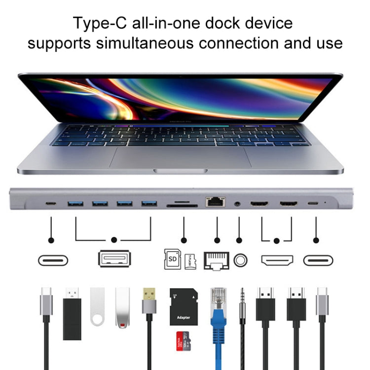 Docking station 12 in 1 da tipo C a doppia HDMI, 12 in 1