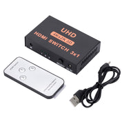 Switch HDMI Switch video HD 3 in 1 uscita 4Kx2K, con telecomando, 3 into 1 out, with Remote Control