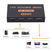 Switch HDMI Switch video HD 3 in 1 uscita 4Kx2K, con telecomando, 3 into 1 out, with Remote Control