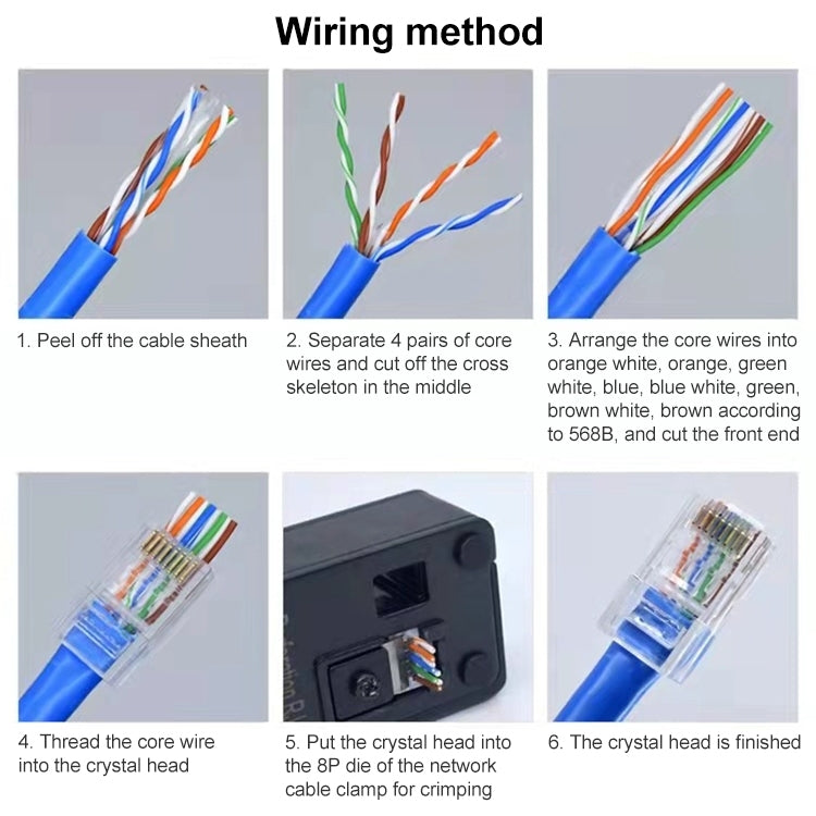 Spina modulare con connettore RJ45 passante non schermato Cat6e da 10 pezzi, Cat6e Unshielded Pass