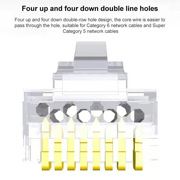 Spina modulare con connettore RJ45 passante non schermato Cat6e da 10 pezzi, Cat6e Unshielded Pass