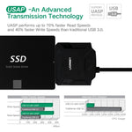 UGREEN Convertitore cavo adattatore USB 3.0 a SATA per disco rigido da 2,5/3,5 pollici HDD e SSD, supporto UASP SATA 3.0, USB 3.0 to SATA