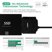 UGREEN Convertitore cavo adattatore USB 3.0 a SATA per disco rigido da 2,5/3,5 pollici HDD e SSD, supporto UASP SATA 3.0, USB 3.0 to SATA