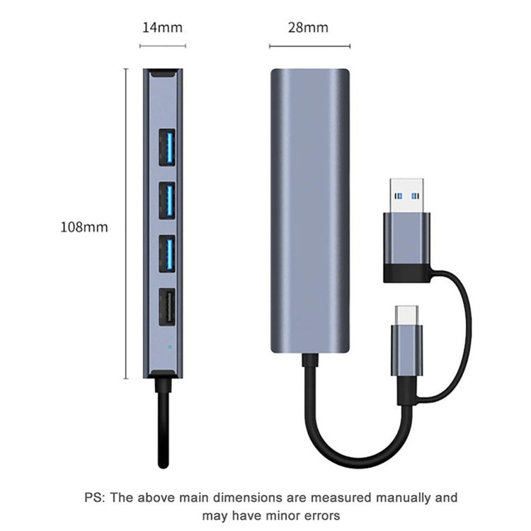 Adattatore HUB USB-C 5 in 2 con porta LAN Gigabit