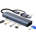 Adattatore HUB USB-C 5 in 2 con porta LAN Gigabit
