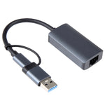 Adattatore HUB USB Tipo-C a RJ45 2 in 1 BYL-2207