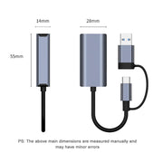 BYL-2207 Adattatore HUB docking station USB + tipo C 2 in 1 a RJ45, BYL-2207TU