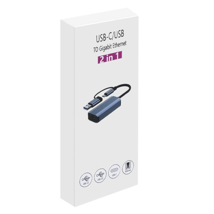 Adattatore HUB USB Tipo-C a RJ45 2 in 1 BYL-2207