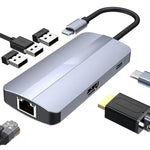 Adattatore HUB USB-C 6 in 1 con LAN e ricarica PD 100W