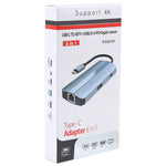 Adattatore HUB USB-C 6 in 1 con LAN e ricarica PD 100W