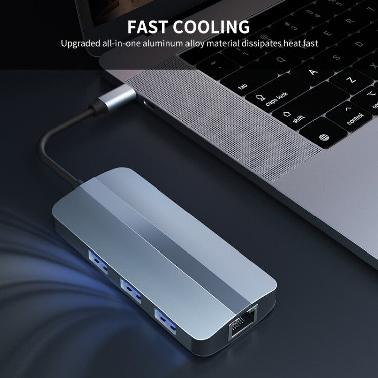 Adattatore HUB USB-C 6 in 1 con LAN e ricarica PD 100W