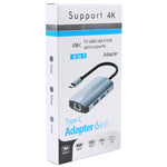 Adattatore HUB USB-C 6 in 1 con HDMI 4K e ricarica PD 87W
