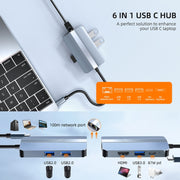 BYL-2203 Adattatore HUB docking station multifunzione da USB-C/Tipo-C a USB 6 in 1, BYL-2203