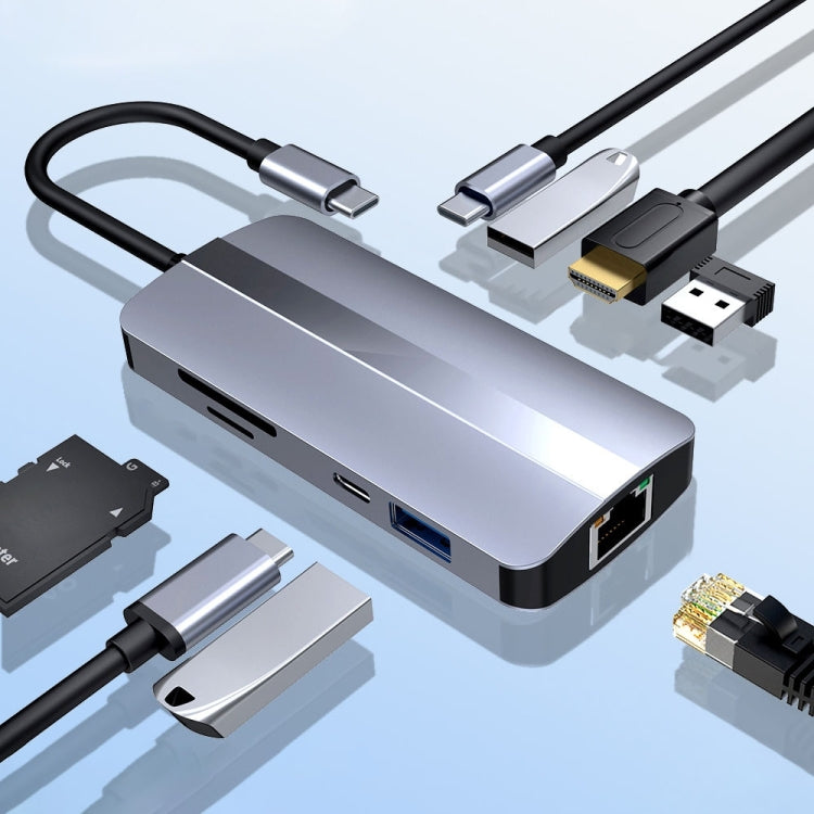 Adattatore HUB docking station USB-C 9 in 1 con HDMI 4K
