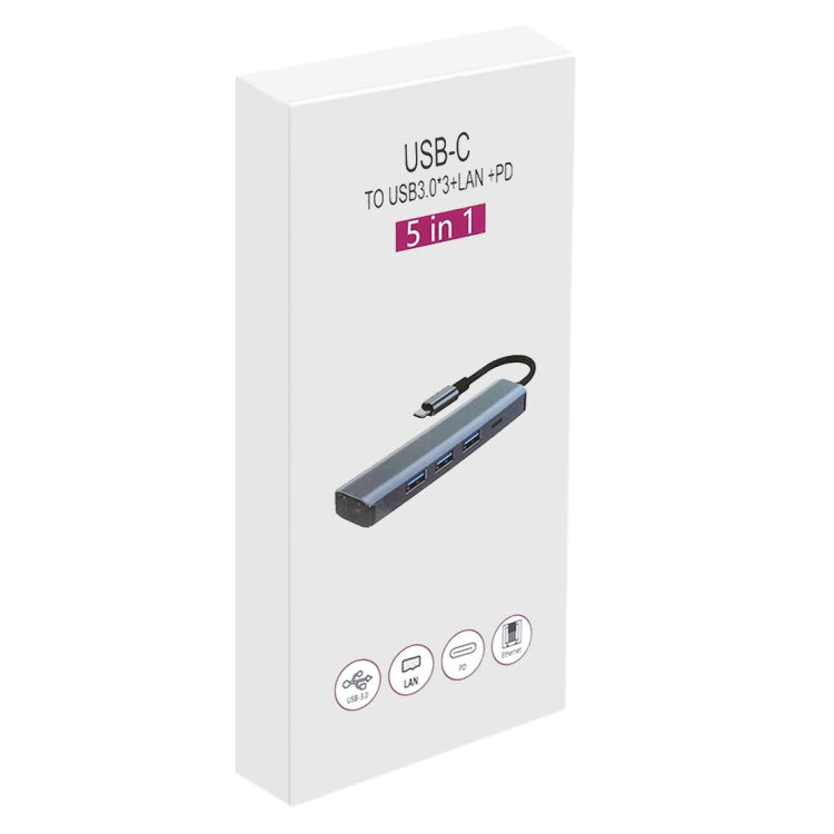 Adattatore HUB USB-C 5 in 1 con porta di rete 1000M