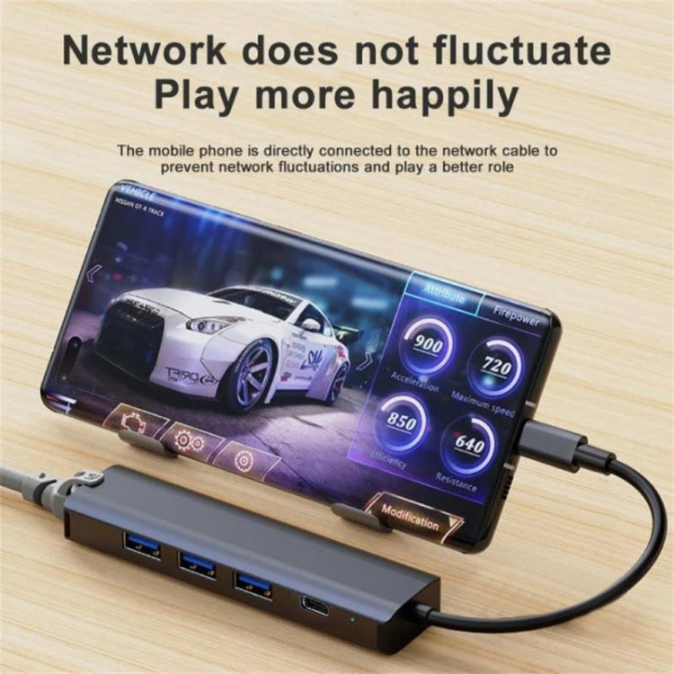 Adattatore HUB USB-C 5 in 1 con porta di rete 1000M