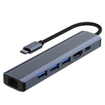Adattatore HUB USB-C 6 in 1 con porta di rete 1000M