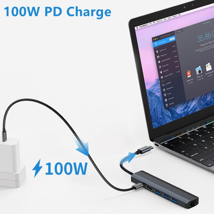 Adattatore HUB USB-C 6 in 1 con porta di rete 1000M