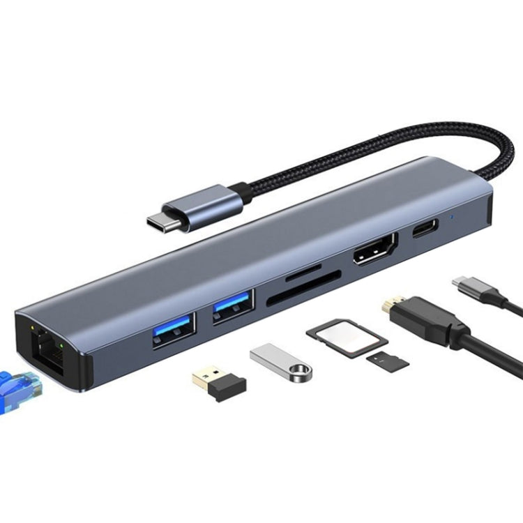 Adattatore HUB USB-C 7 in 1 con HDMI 4K e LAN Gigabit