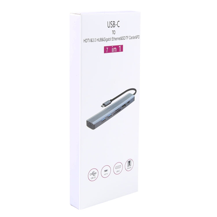 Adattatore HUB USB-C 7 in 1 con HDMI 4K e LAN Gigabit