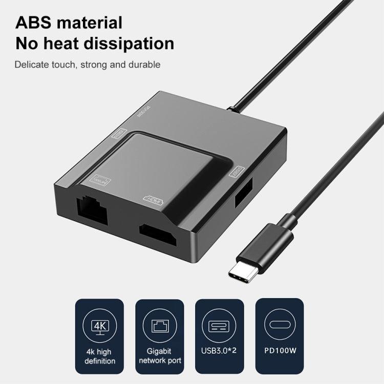 Adattatore HUB USB-C 5 in 1 con HDMI, RJ45, USB3.0