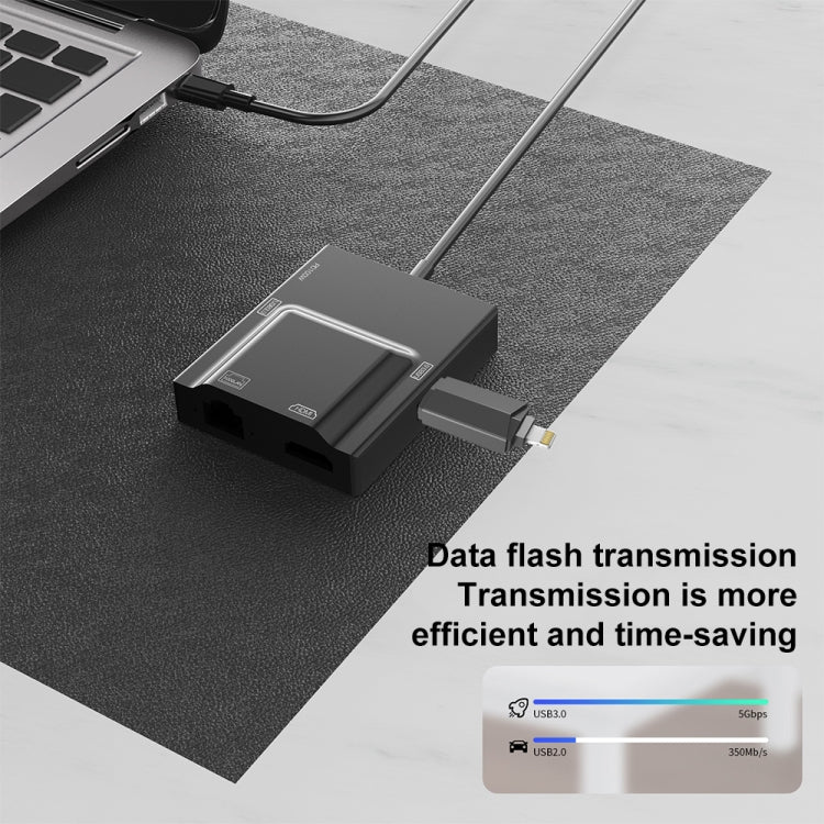 Adattatore HUB USB-C 5 in 1 con HDMI, RJ45, USB3.0