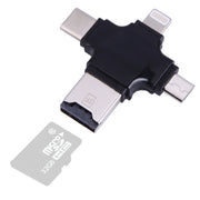 Lettore di schede TF 4 in 1 USB-C/Type-C e USB 2.0 e Micro USB e 8 pin per MacBook, PC, laptop, smartphone con funzione OTG, supporto FAT32 ed exFAT