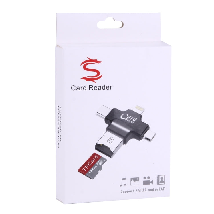 Lettore schede TF 4 in 1 USB-C, USB 2.0, Micro USB e 8 pin