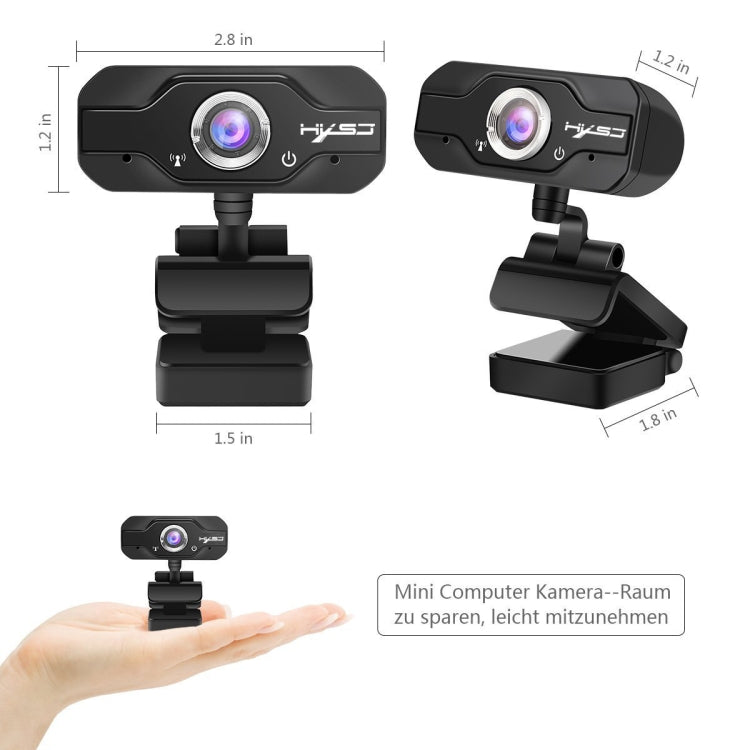 HXSJ S50 Webcam HD 30fps 100 Megapixel 720P per desktop/laptop/Smart TV, con microfono fonoassorbente da 10 m, lunghezza cavo: 1,4 m, S50