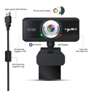 HXSJ S90 Webcam HD 30fps 1 Megapixel 720P per desktop/laptop/Android TV, con microfono fonoassorbente da 8 m, lunghezza cavo: 1,5 m, S90