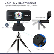 HXSJ S90 Webcam HD 30fps 1 Megapixel 720P per desktop/laptop/Android TV, con microfono fonoassorbente da 8 m, lunghezza cavo: 1,5 m, S90